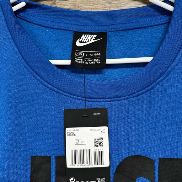 Nike Blue Graphic Sweatshirt Just Do It Mens NWT - Picture 4 of 4